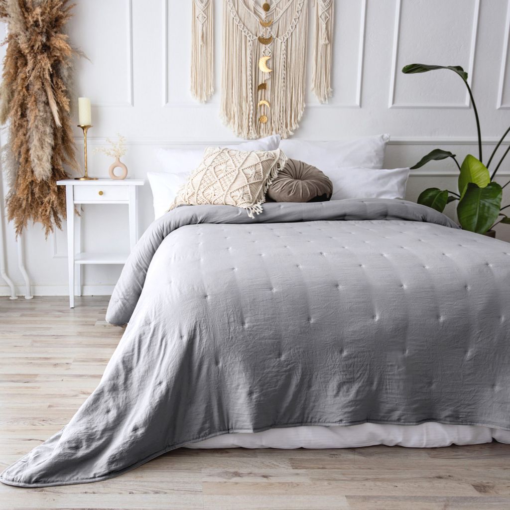 Tagesdecke 220x240cm Sofaüberwurf Bettüberwurf Couch Überwurf Steppdecke Tagesdecken Deck Bett Sofa Überwurf Quilt Throw Blanket Decke - Grau