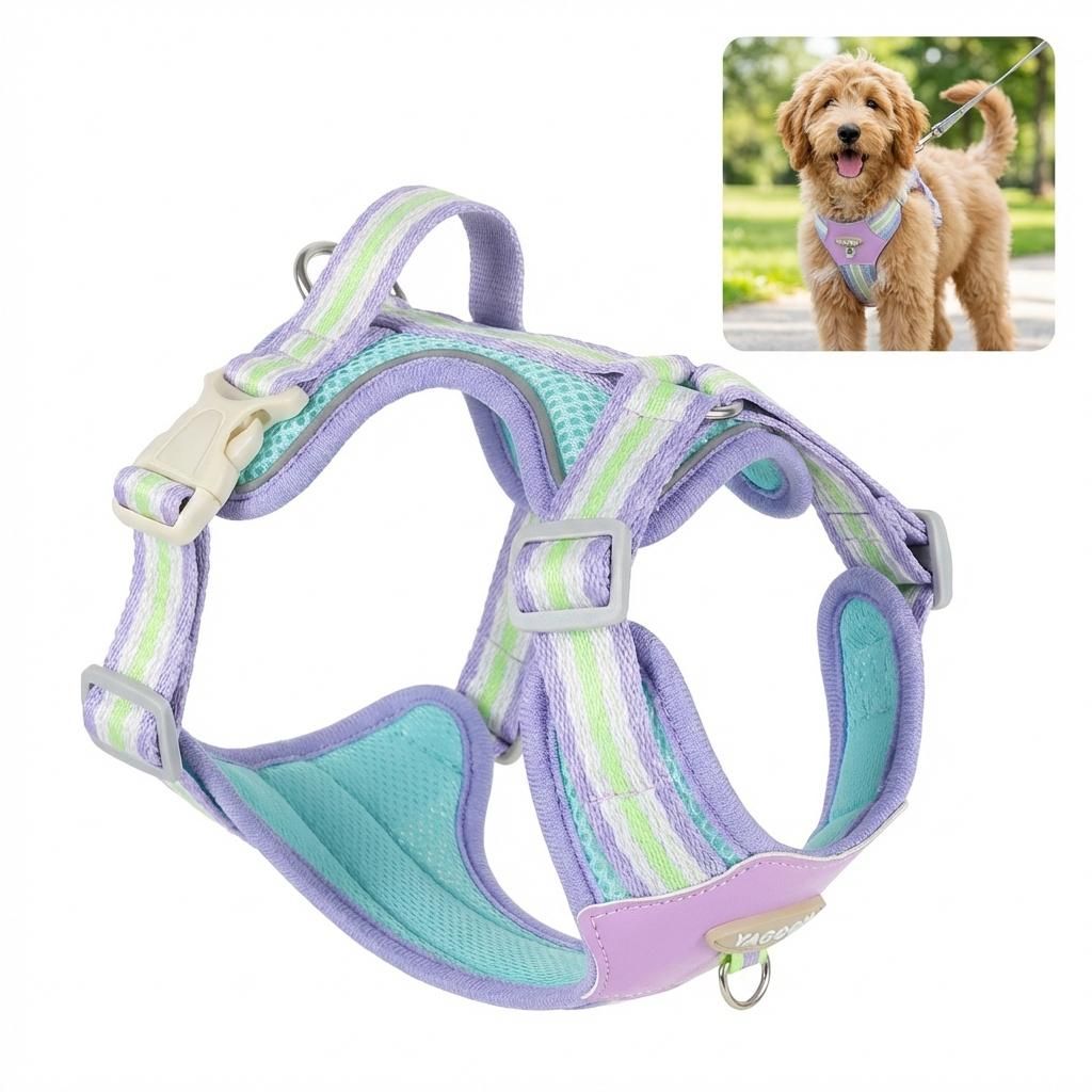 Hundegeschirr L Atmungsaktiv Verstellbar Reflektierend Softgeschirr Lila