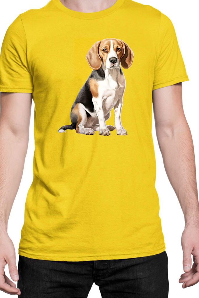 Herren T-Shirt Dogs Breeds Beagle Dog Breed 008, Man 3XL / Gelb