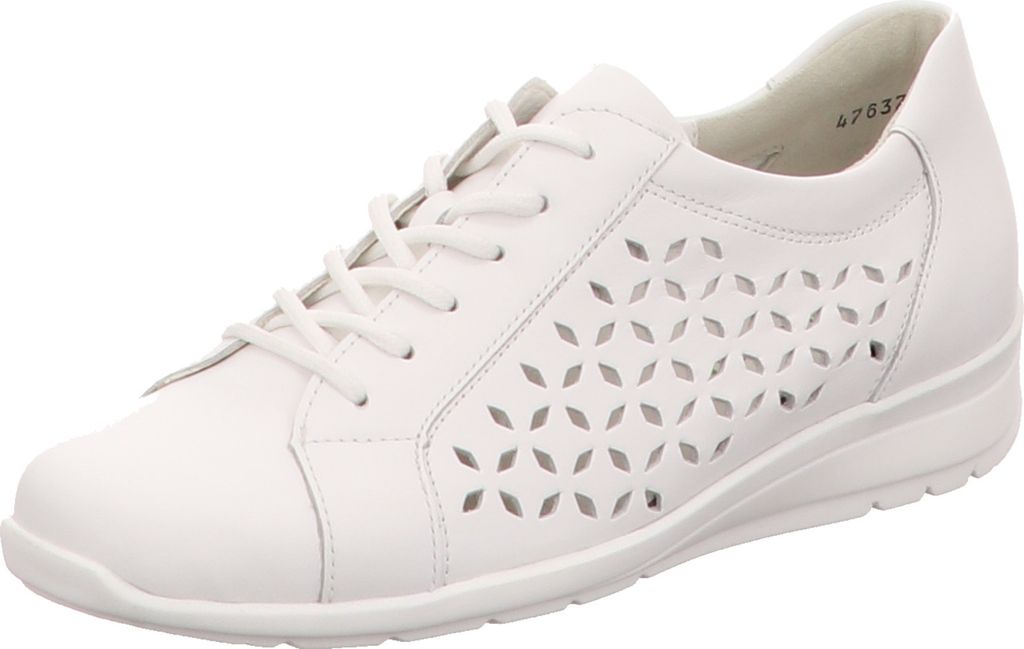 Waldläufer Schnürhalbschuhe durchbrochen in weiss/weiss kombi, Gr. 4.5