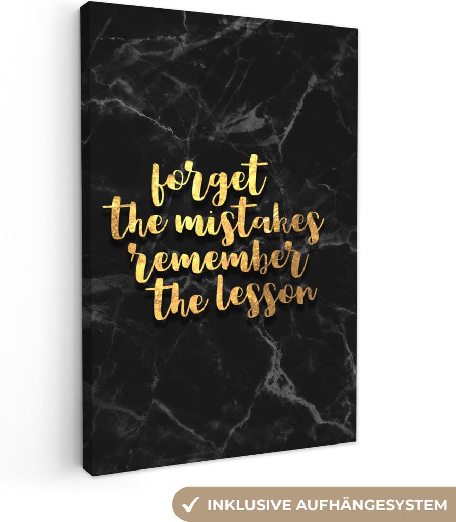 OneMillionCanvasses - Leinwandbilder - 90x140 cm, Zitat - Leben - Gold - Marmor, Wandbilder Kunstdruck Wanddekoration - Wandschmucke - Schlafzimmer