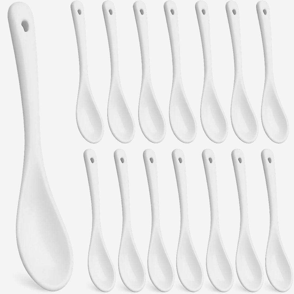 16 Eierlöffel Porzellanlöffel Ersatzlöffel Porzellan Löffel Dessertlöffel weiß