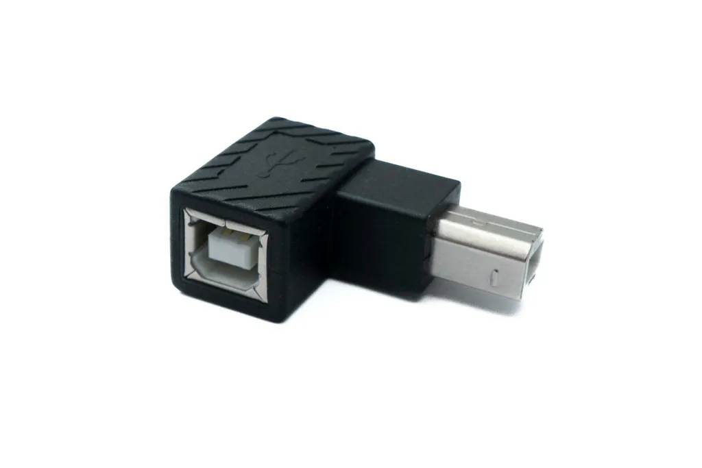 SYSTEM-S Adattatore USB 2.0 tipo B da maschio a femmina con cavo angolato destro in nero