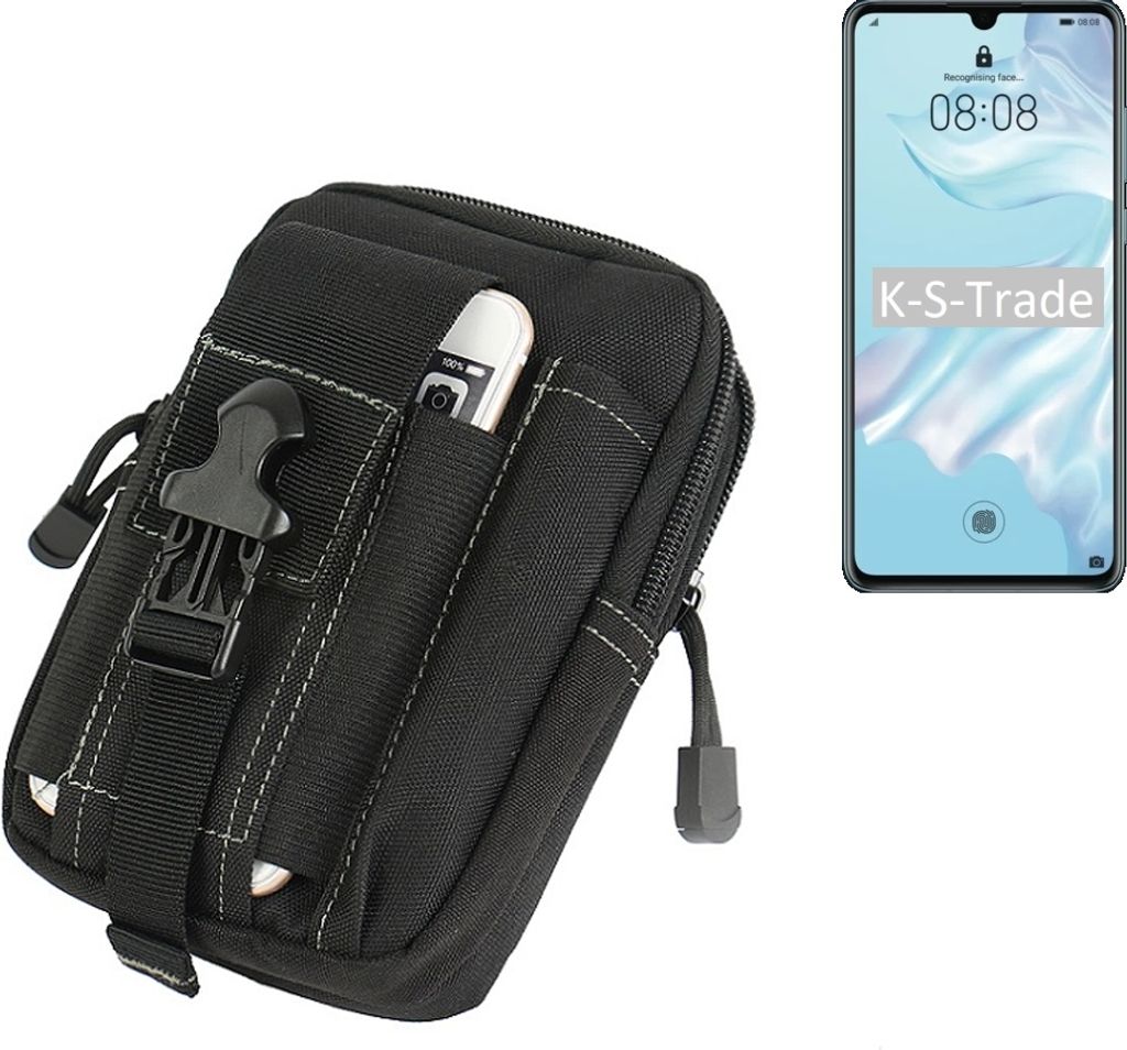 K-S-Trade Gürtel Tasche kompatibel mit Huawei P30 Pro Gürteltasche Holster Schutz Hülle Handy Hülle Smartphone outdoor Handy-Hülle schwarz