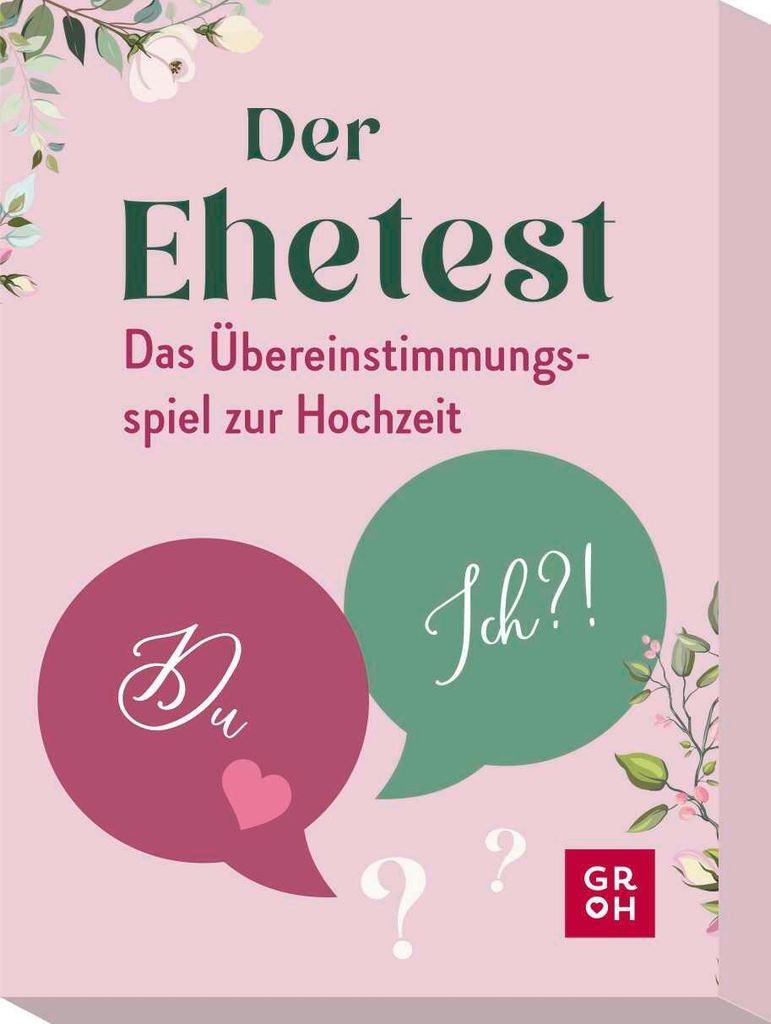 Der Ehetest: Das Übereinstimmungsspiel zur Hochzeit | Spiel für Paare mit 100 aufschlussreichen Fragen, Geschenk zum Valentins- oder Hochzeitstag...