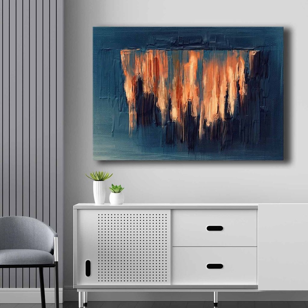 Wallity, 70100NISC-038, Dekorative Leinwandmalerei, 100 % LEINWAND (Stärke: 2,8 mm), Blau, 70 x 100 cm