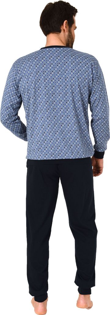 Eleganter Herren Schlafanzug langarm mit Bündchen in edler Minimal-Optik - 112 101 10 710 ; blau , 50