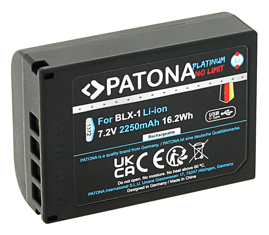 Batterie Olympus BLX-1 2250mAh Li-Ion Platinum avec Port USB-C Intégré