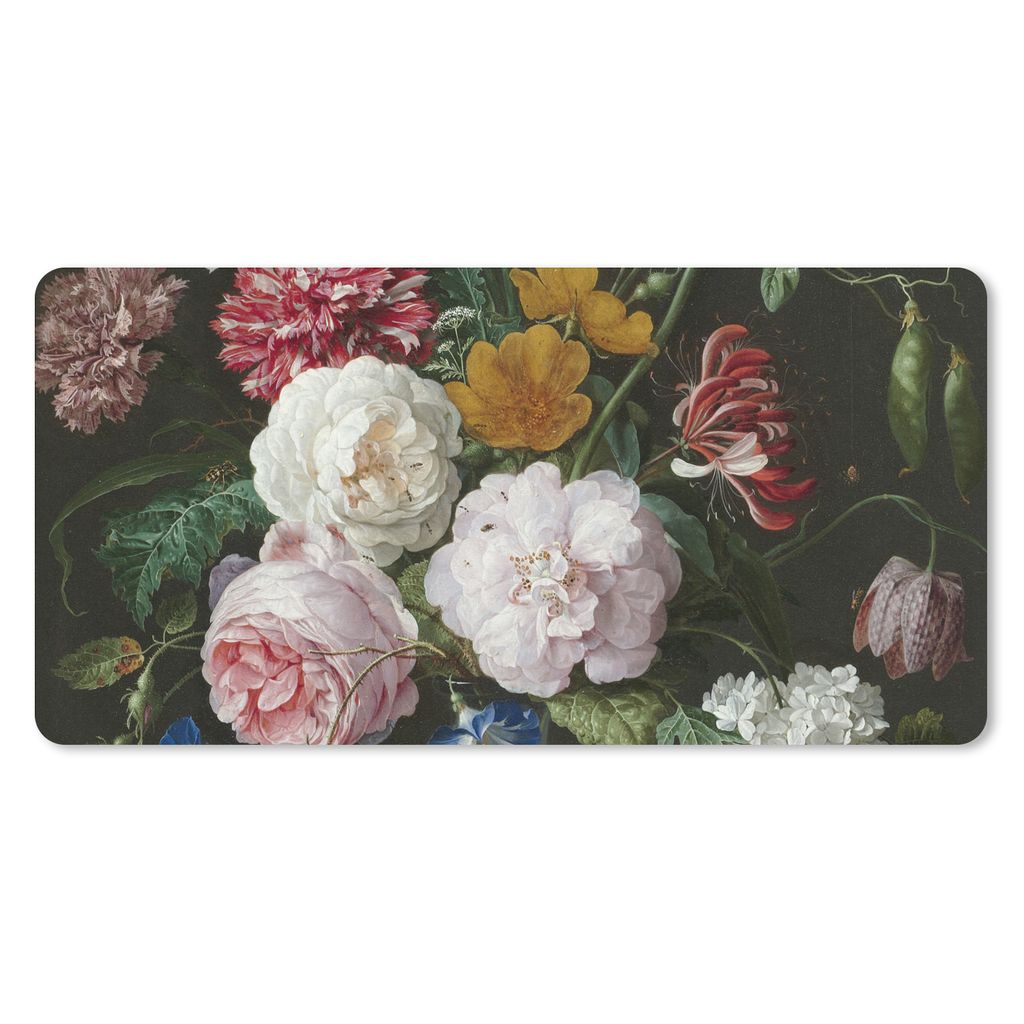 MuchoWow Mauspad Mousepad Stilleben mit Blumen in einer Glasvase - Gemälde von Jan Davidsz. de Heem 60x30 cm - Mousepads - Maus Mat - Pad - Maus...