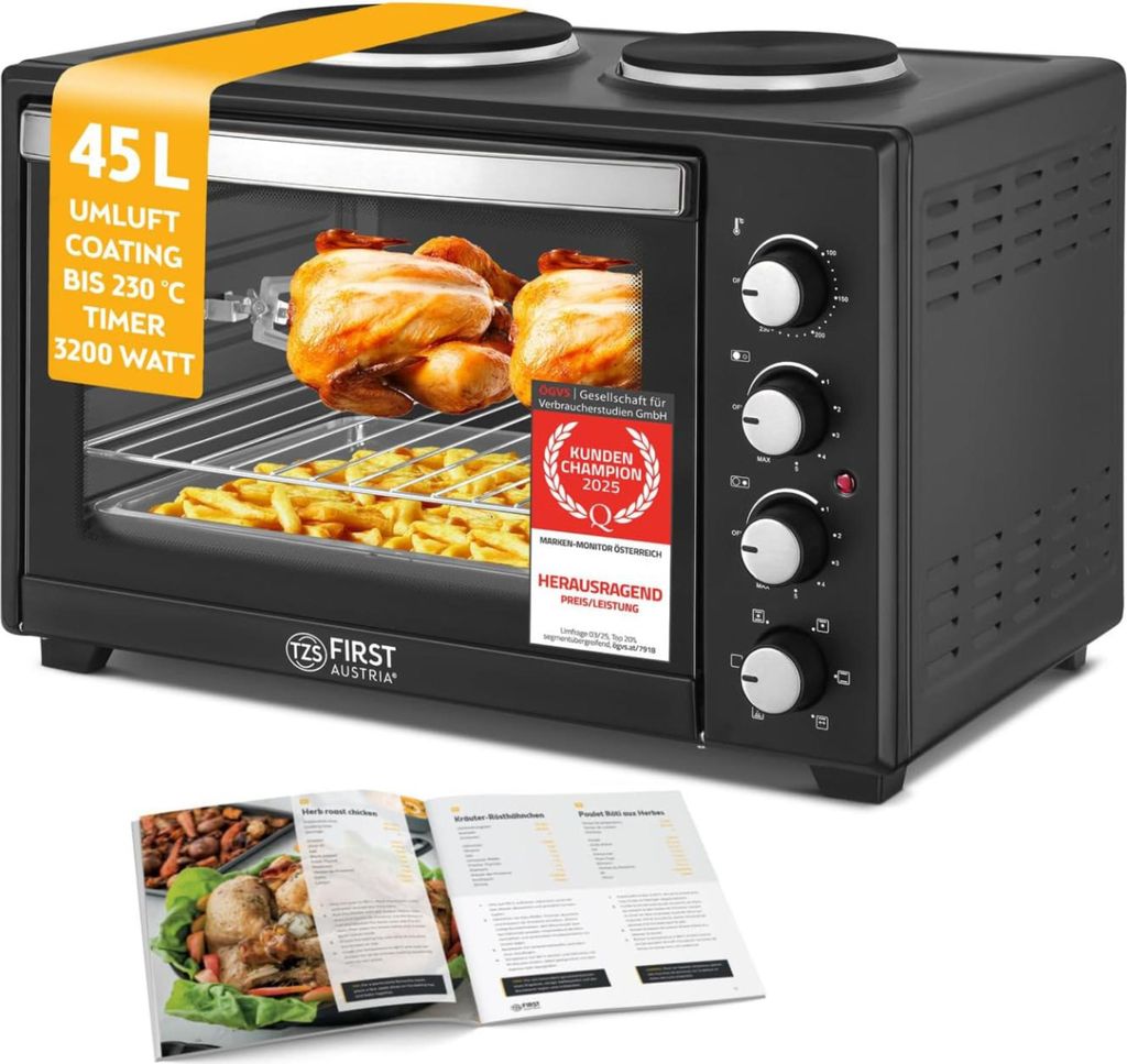 Mini piekarnik TZS First Austria z płytami grzewczymi | 45 Zdjęcie produktu 