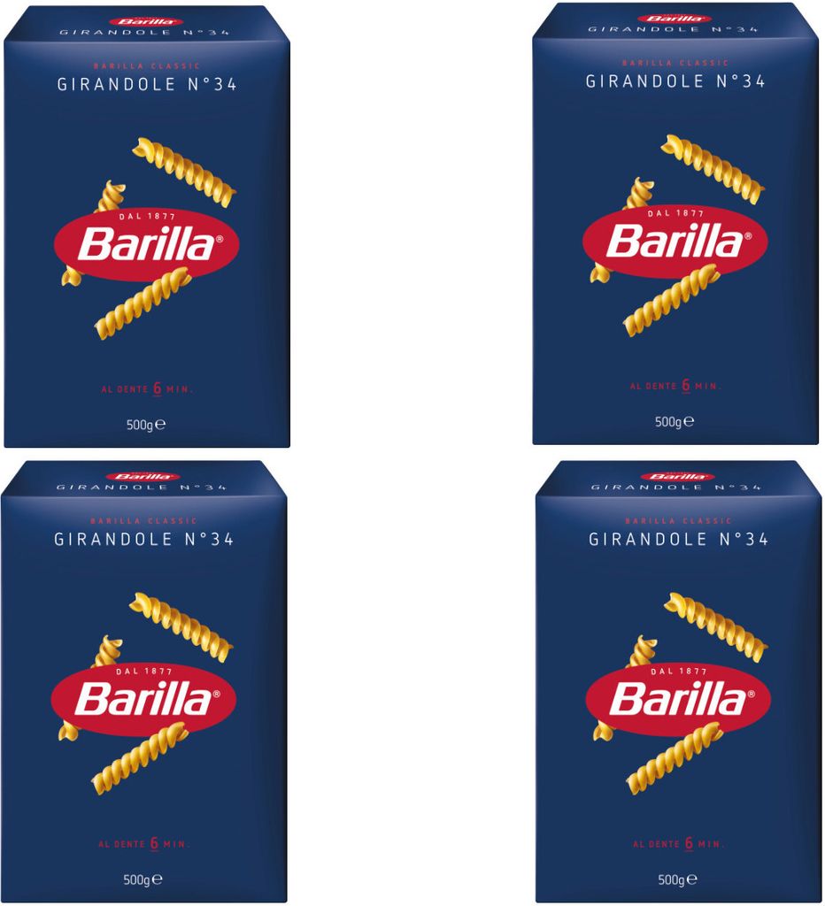 Barilla Girandole Nummer 34 Hartweizengrieß Nudeln 500g 4er Pack