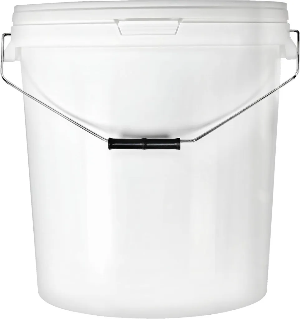 5 Secchi Alimentari 30L BenBow Ermetici con Manico Metallo Bianco