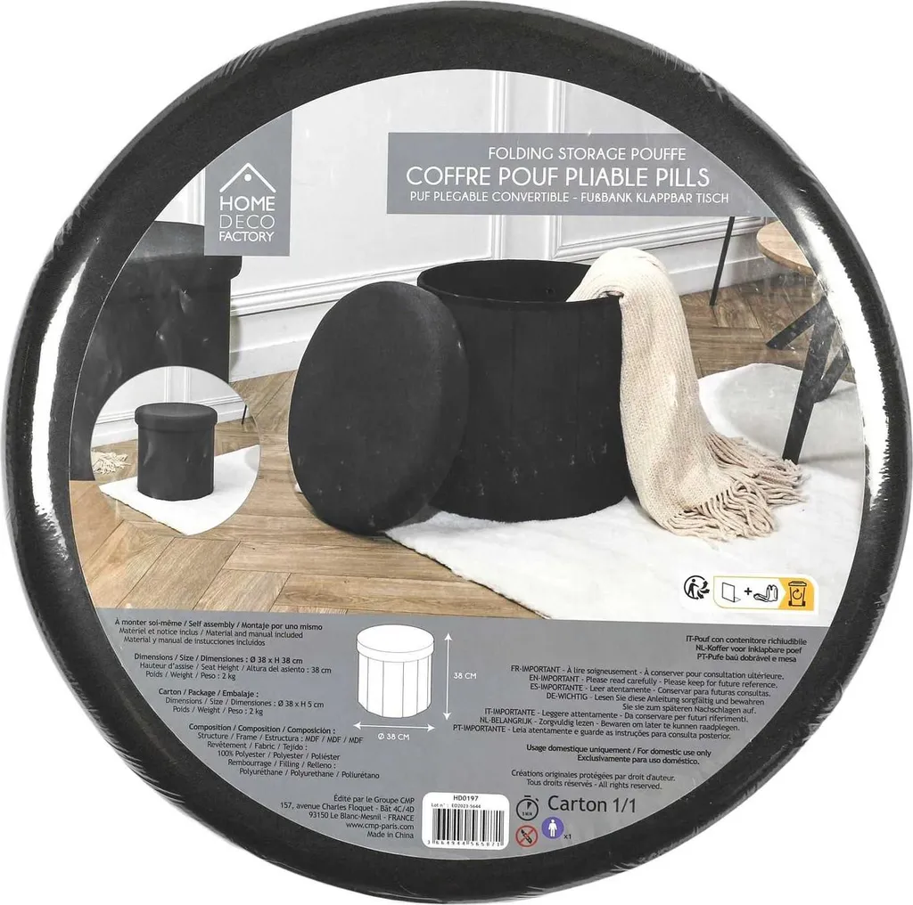 Pouf Noir d'Appoint - Solution pour Manque de Sièges dans le Séjour - 6