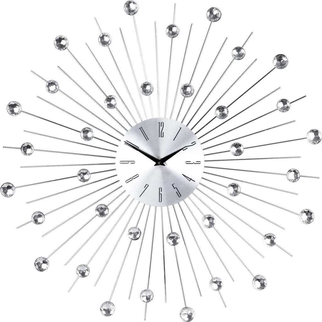Horloge Murale Silencieuse 50cm Argentée - Style Cristal sans Tic-Tac