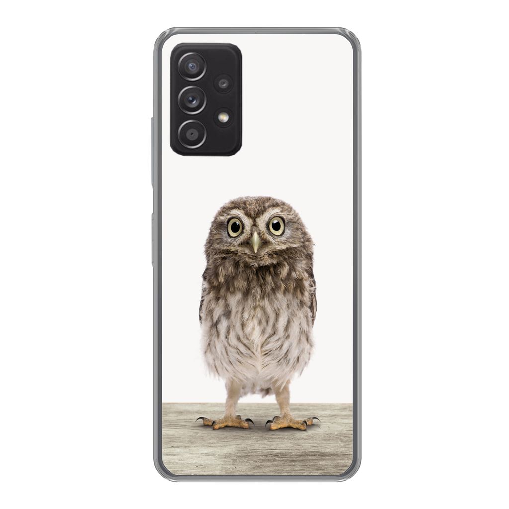 MuchoWow Handyhülle Schutzhülle Hülle für Samsung Galaxy A53 5G Eule - Braun - Eulenküken - Kinder - Jungen - Mädchen Silikon Softcase Hand...