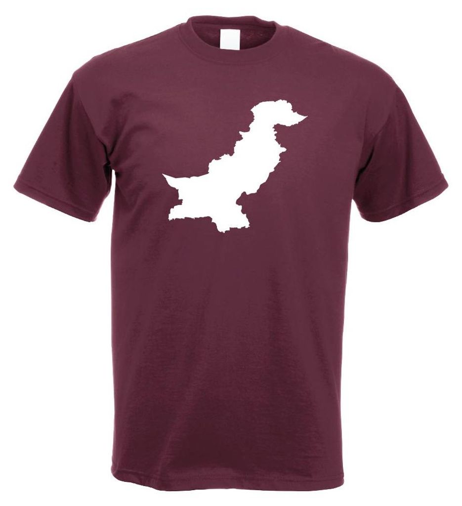 Kiwistar - T-Shirt - Burgund - Pakistan Umriss Kontur Herren Funshirt Bedruckt Design Sprüche Spruch Motive - mit Motiv Bedruckt - Funshirt Design...