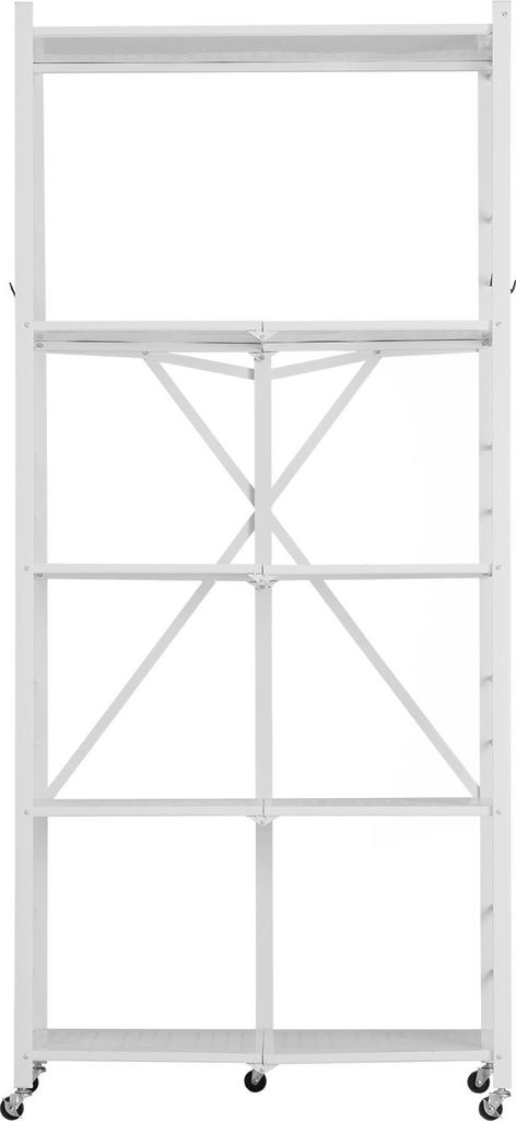 SucceBuy 5-stufiges klappbares Regal mit Rollen, 30x61x183 cm, faltbares Schwerlastregal, montagefreies Standregal, vielseitiges Haushaltsregal aus...