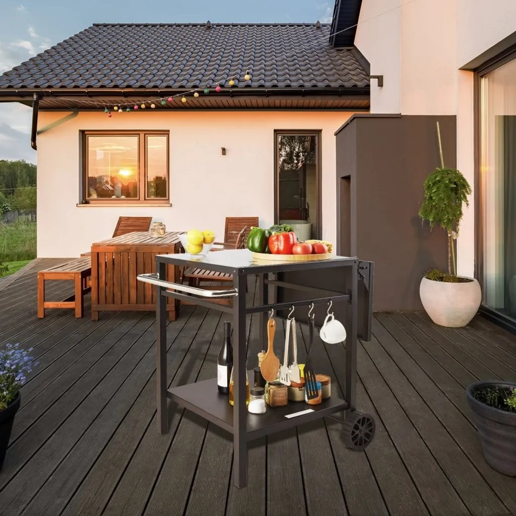 Chariot de repas mobile extérieur pour optimiser le rangement du barbecue - 8