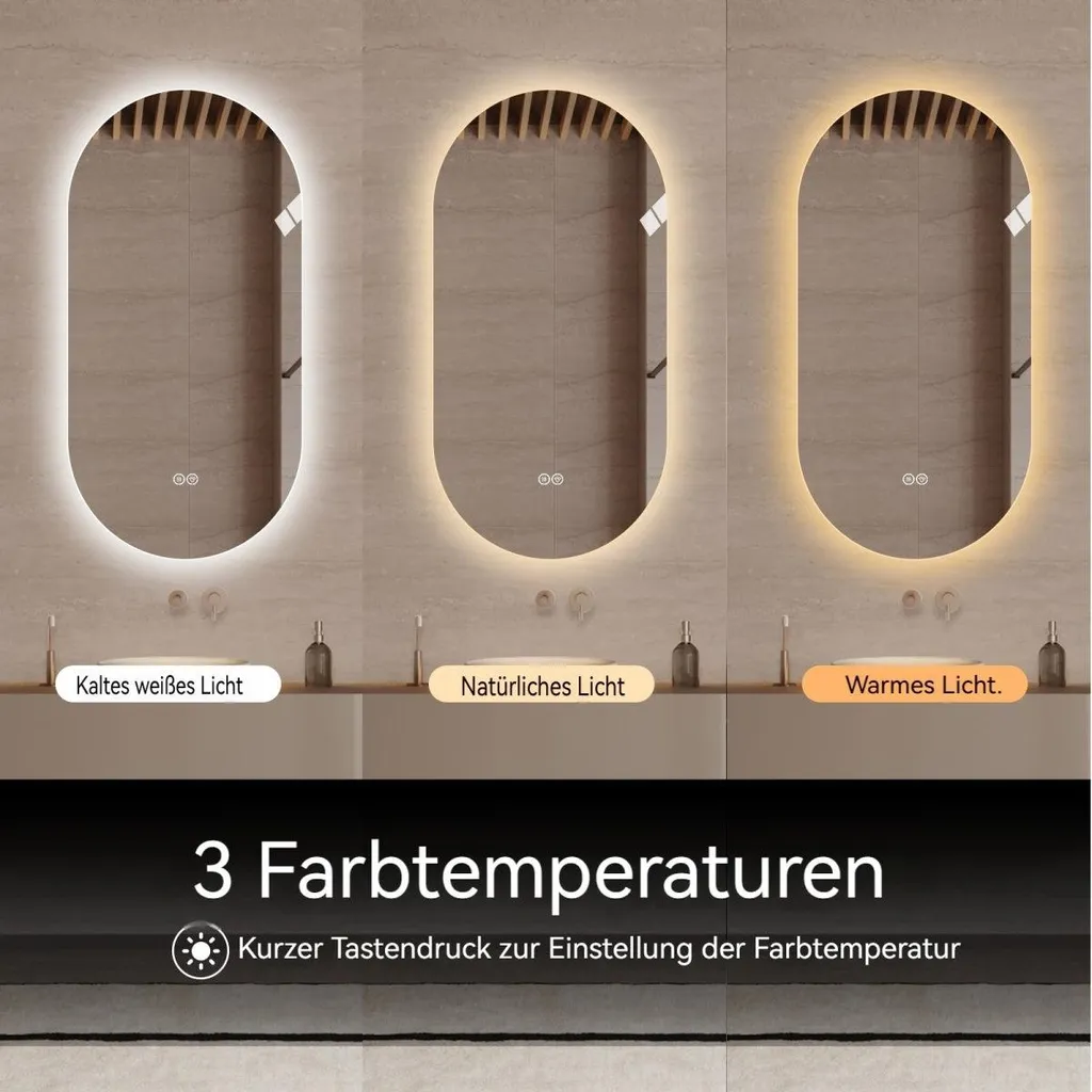 Miroir intelligent tactile 120 cm anti-buée, éclairage LED modulable - 3