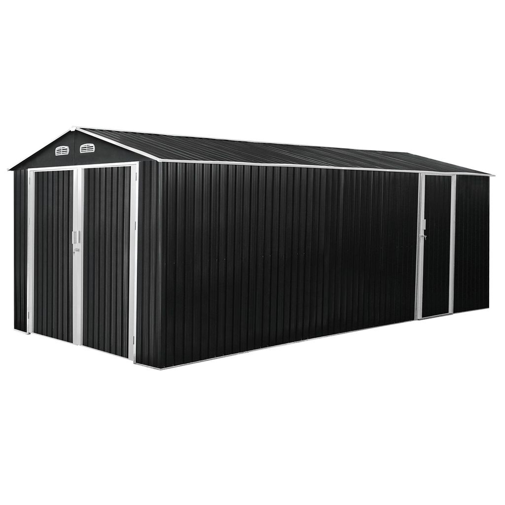 4iQ Metallgarage 6x3 m, 18 m², verzinkter Stahl, Anthrazit Produktbild 