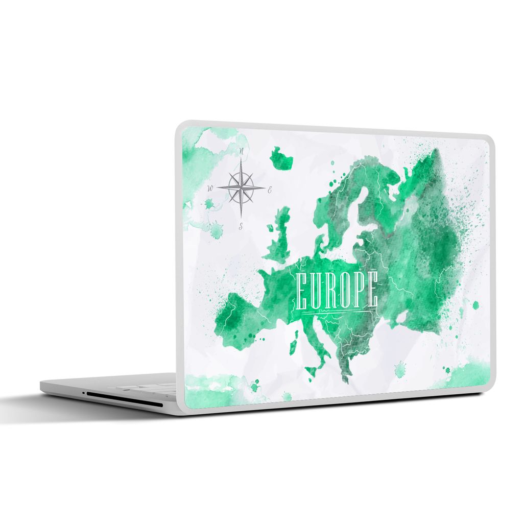 MuchoWow Laptop Aufkleber Sticker Cover Weltkarte - Europa - Farbe 25x18 cm - Laptop-Deko