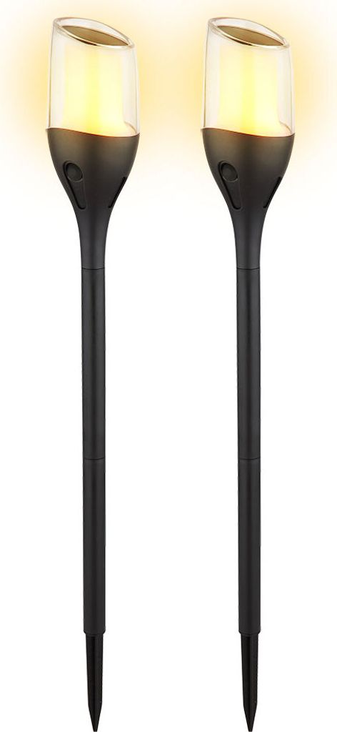 2er Set LED Solarleuchte, Fackel, Erdspieß, Feuereffekt H 64,5 cm