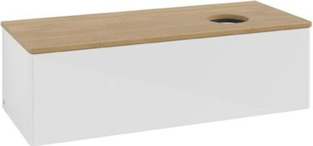 V&B Waschtischunterschrank ohne Frontstruktur Antao 120x36x50cm, WBP hon. Oa, glo wh. Lac