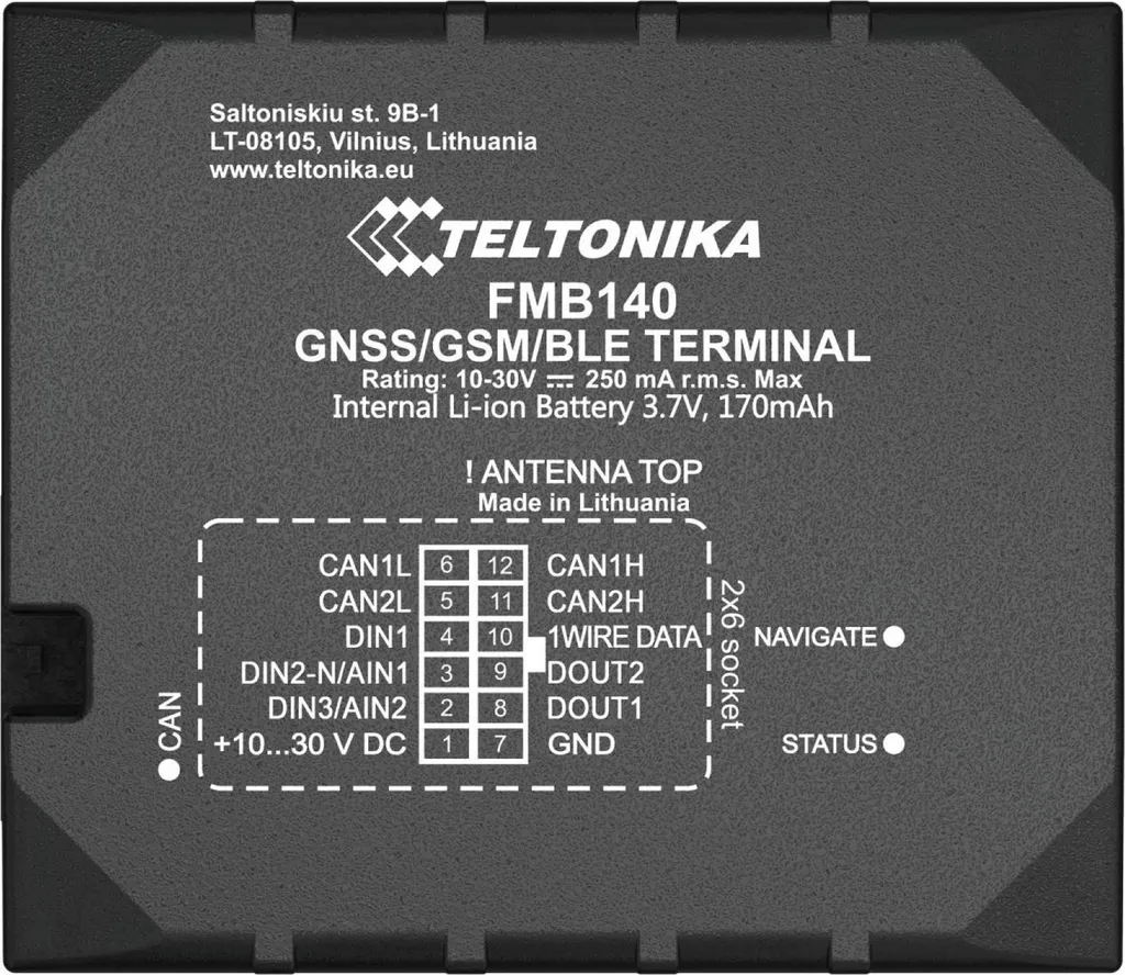 Tracker GPS Teltonika FMB140 Nero: Gestione Flotta e Analisi Consumi CAN