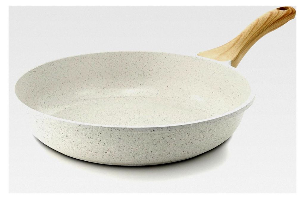 Weiße Keramik 28 cm Antihaft-Bratpfanne, Schweizer Granitbeschichtung, Omelette-Pfanne, gesundes Kochgeschirr, kompatibel mit Gas- und Induktionsh...