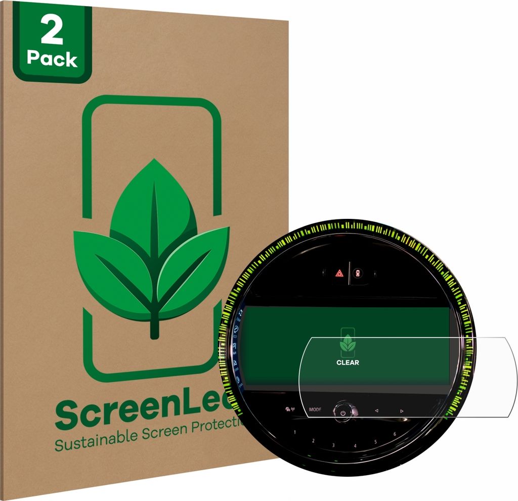 2x ScreenLeaf Schutzfolie für Mini Cooper 2021 Infotainment System 8.8" nachhaltiger Displayschutz Display Schutz Folie Klar Transparent