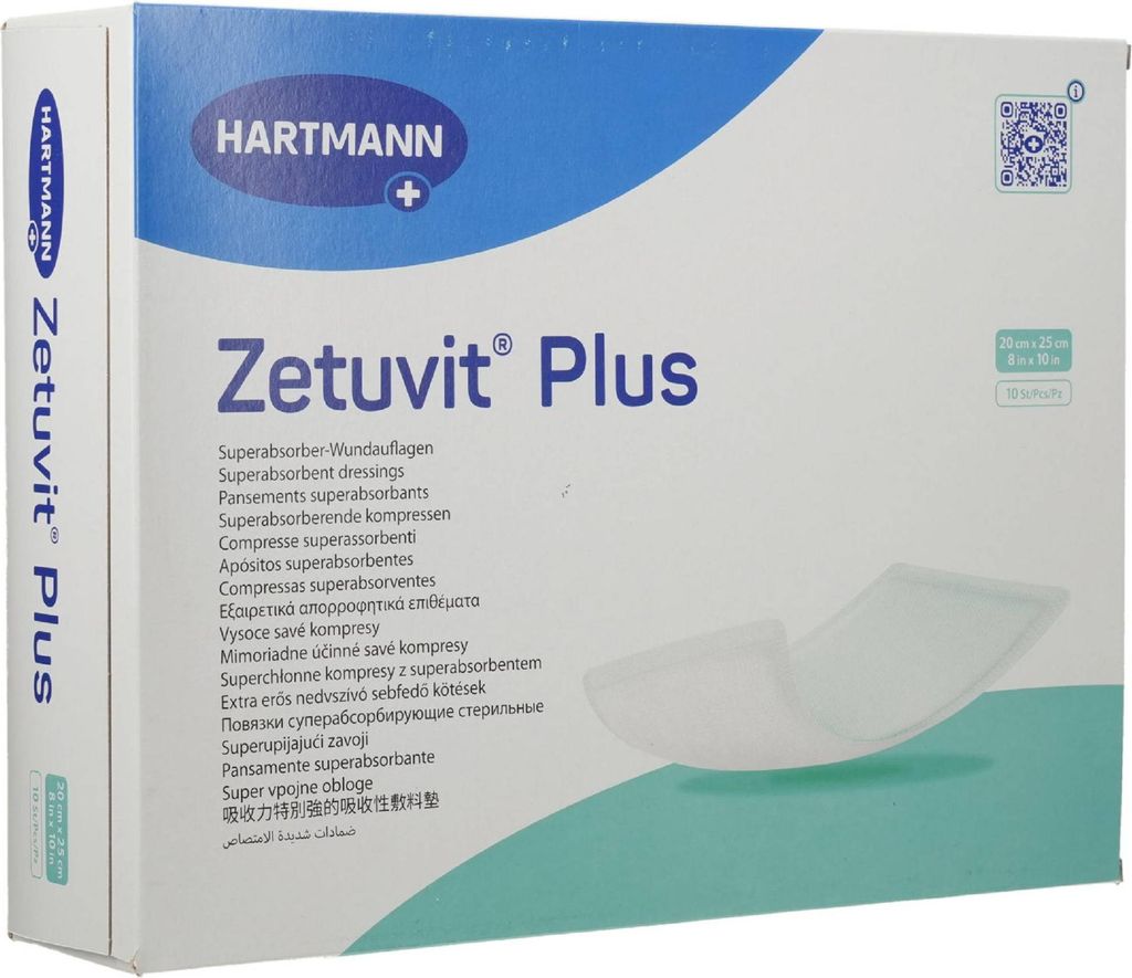 ZETUVIT Plus extrastarke Saugkompr.steril 20x25 cm 10St PZN Produktbild 