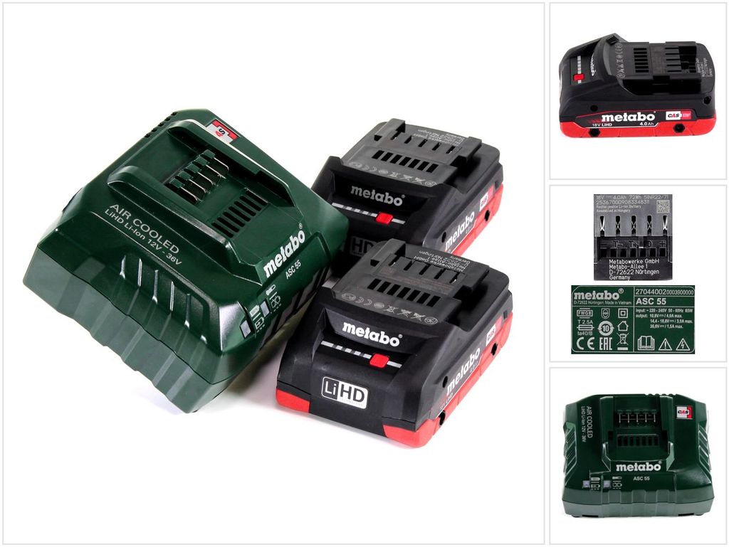 Metabo Kit de base 18V - 2x Batteries LiHD 4.0Ah + Chargeur Image du produit 
