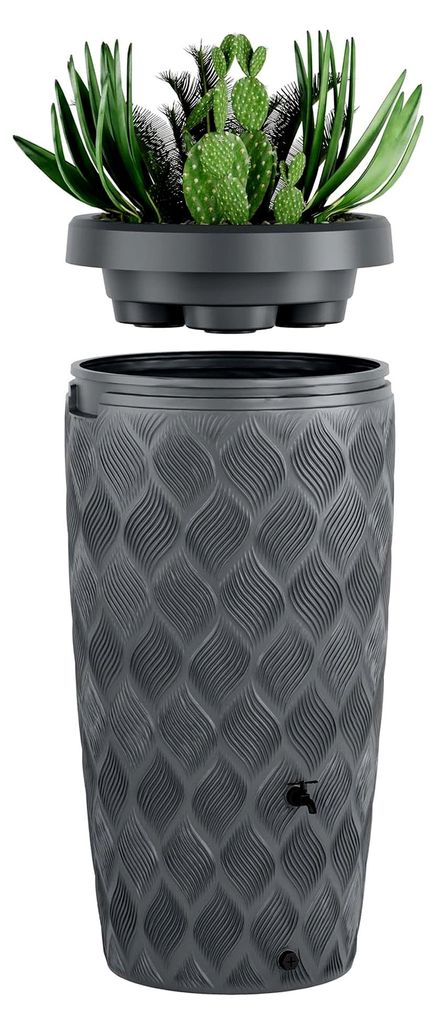 Regentonne 240 Liter mit integrierter Pflanzschale im Deckel Farbe anthrazit