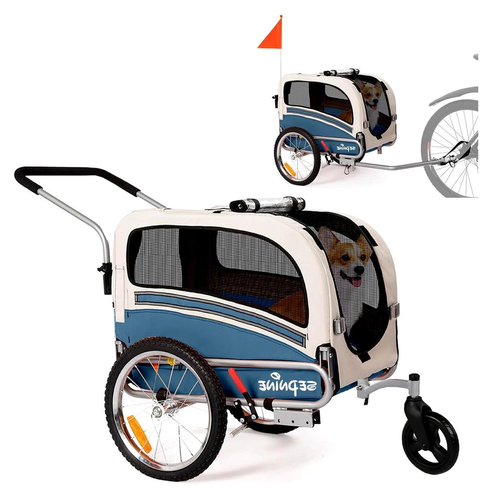 Hundeanhänger für das Fahrrad, 2 in 1 Fahrradanhänger für Hunde, Haustier Transportwagen für Jogger und Fahrrad, geeignet für Haustiere bis z...