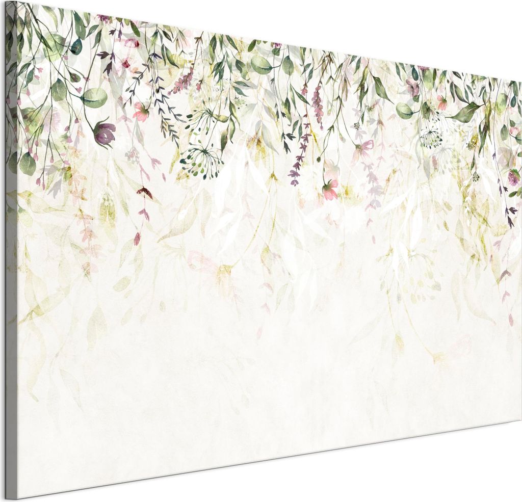 LUMASOUL Leinwand Bilder, Leinwandbild Geblümt Motiv, Wandbilder Holzrahmen und Webstuhl Wohnzimmer und Schlafzimmer, Bilder 90x60 cm Modern