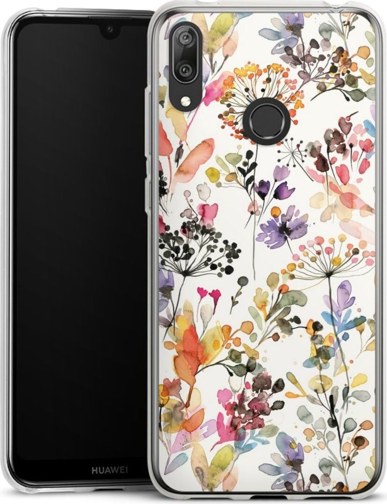 DeinDesign Handyhülle für Huawei Y7 (2019) Silikon Hülle Case Smartphone Schutzhülle Blume Muster Pastell