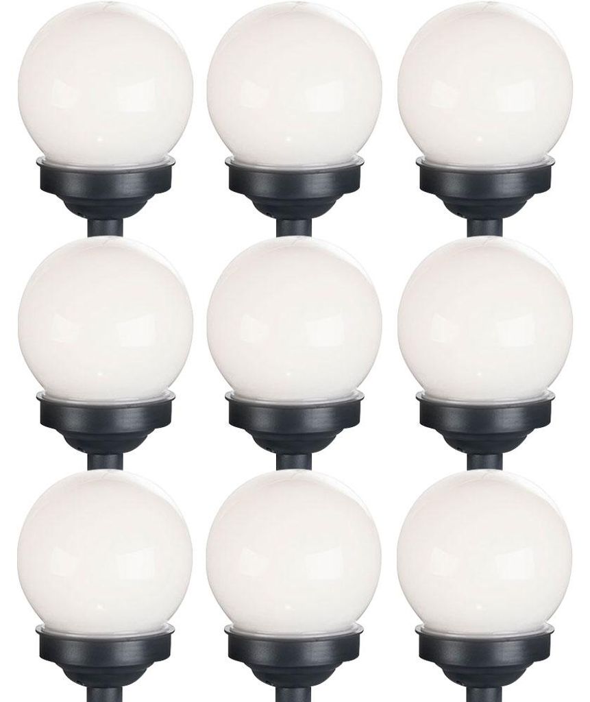 9er Set LED Solarkugel weiß, Erdspieß, DxH 10x38 cm Produktbild 