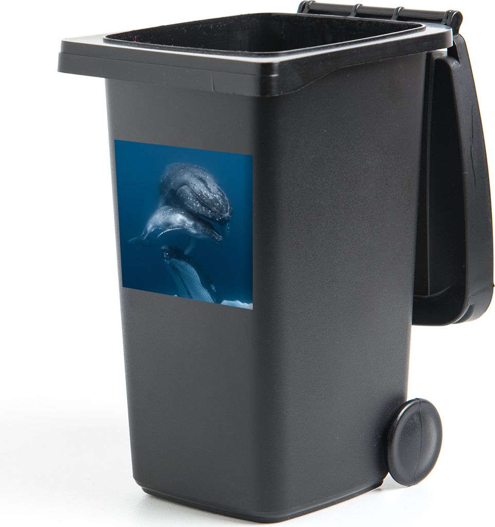 MuchoWow Mülltonnenaufkleber Wale - Meer - Familie 40x40 cm - Abfall-Aufkleber - Container - für Abfallcontainer