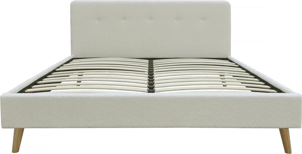 Bett aus Bouclé-Stoff "Nemo" 140 x 190 cm  - Creme Produktbild 