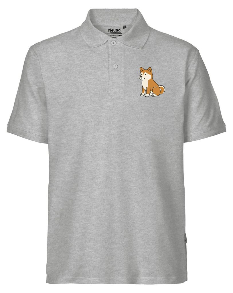 Huuraa Herren Polo Shirt Akita Inu Comic Akita 3XL Sport Grey Bio Baumwolle Fairtrade Poloshirt Geschenkidee