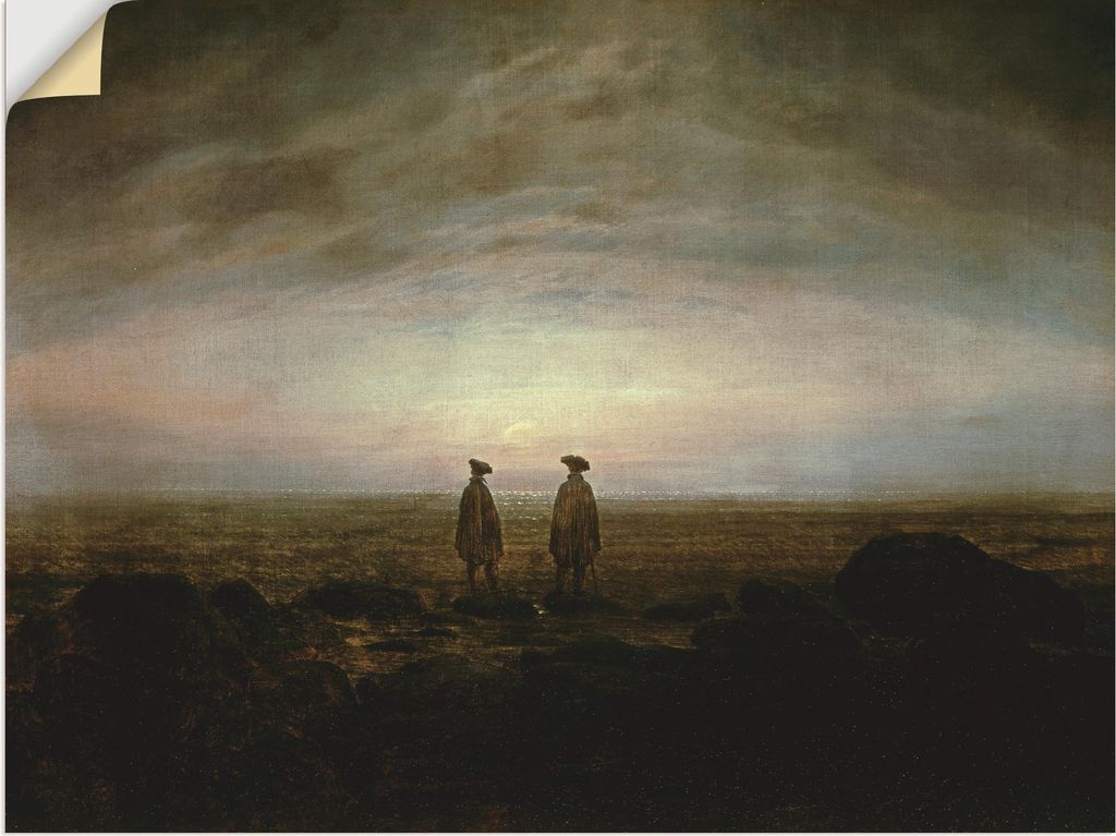 ARTland Wandbild, selbstklebend Zwei Männer Meer Mondaufgang, um 1817 Größe: 120x90 cm
