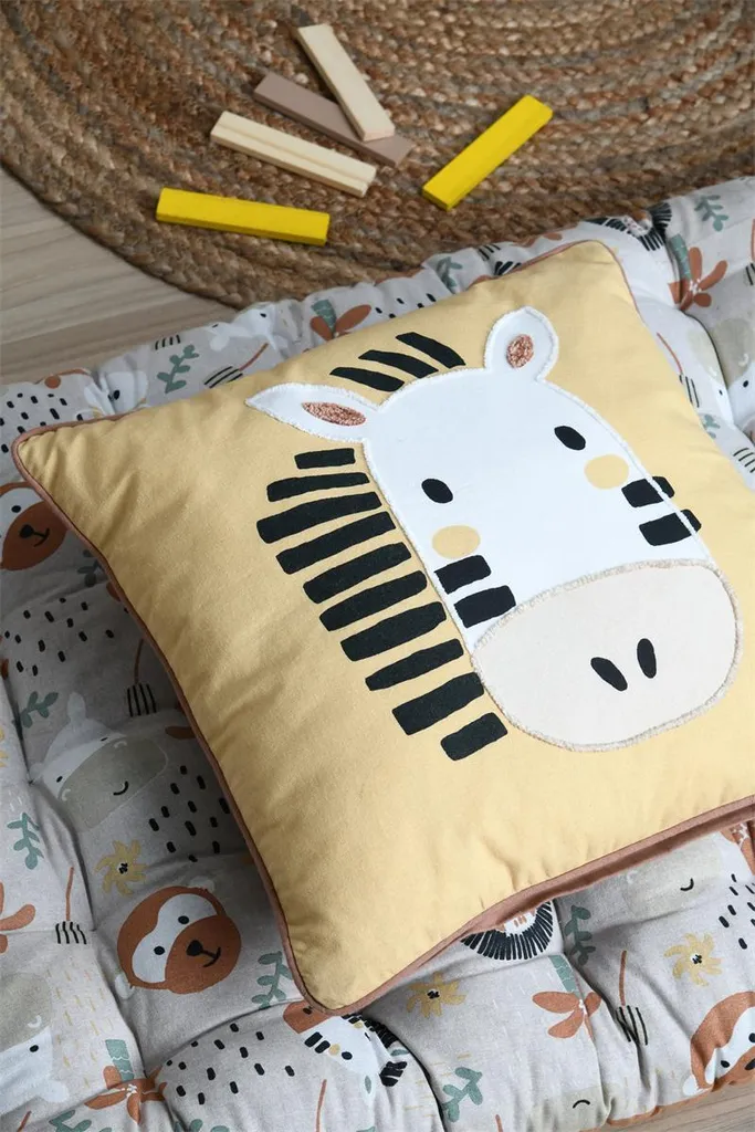 Coussin Zèbre COQUIN 40x40 cm avec housse douce pour chambre d'enfant