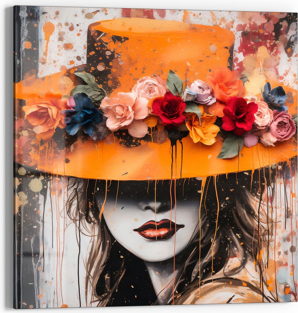 DEQOART Glasbild Echtglas 50x50 cm 'Florale Mystik' Wandbild Bild modern Deko