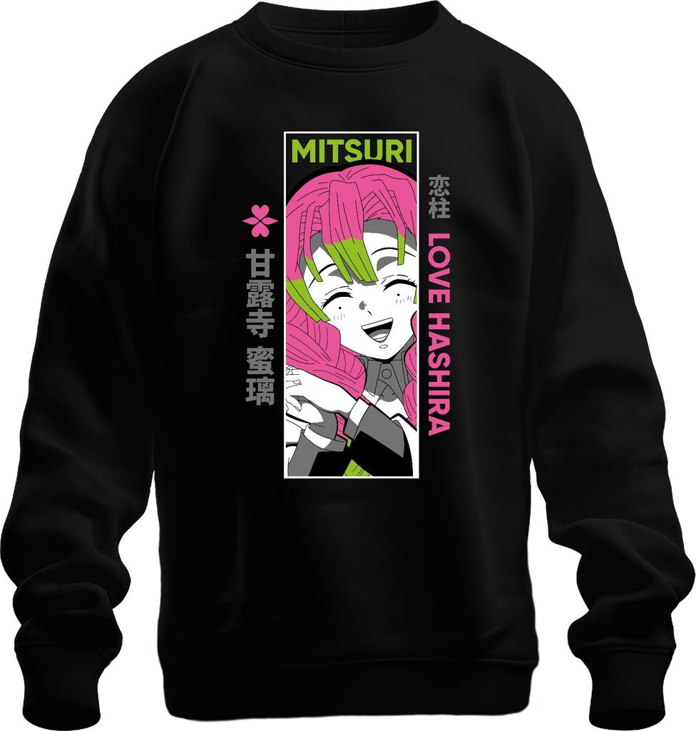 Mitsuri Love Hashira Demon Slayer Anime Geschenk Otaku kawaii Uni Sweatshirt Pullover, Schwarz, M