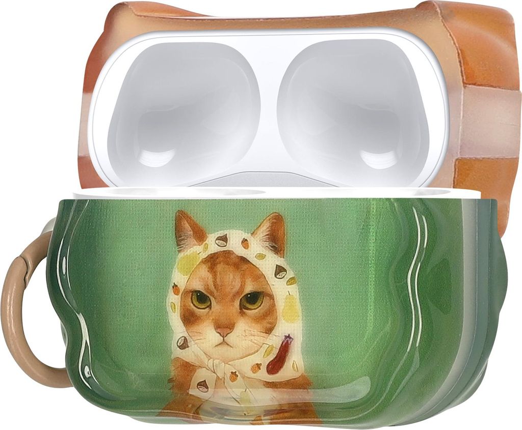 kwmobile In-Ear Kopfhörer Case für Apple Airpods Pro 2 / Pro 1 Hülle mit Karabiner - Headphones Case - Earphones Cover Etui - Katze mit Tuch