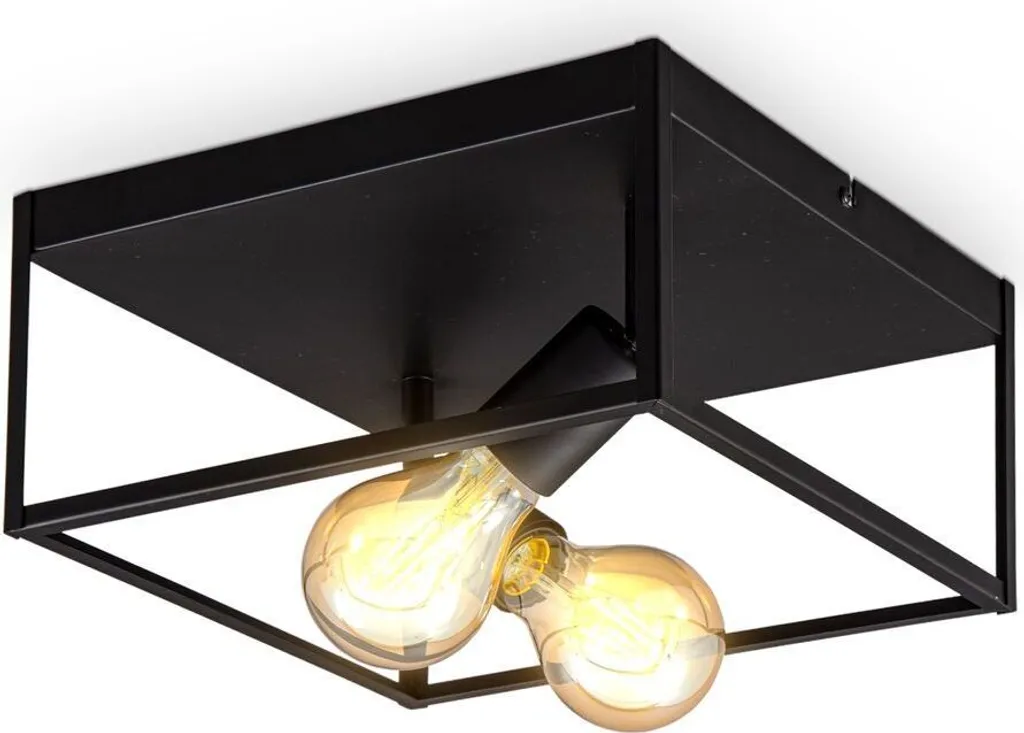 Plafoniera Retrò Moderna B.K.Licht - Metallo Nero 2 Luci E27