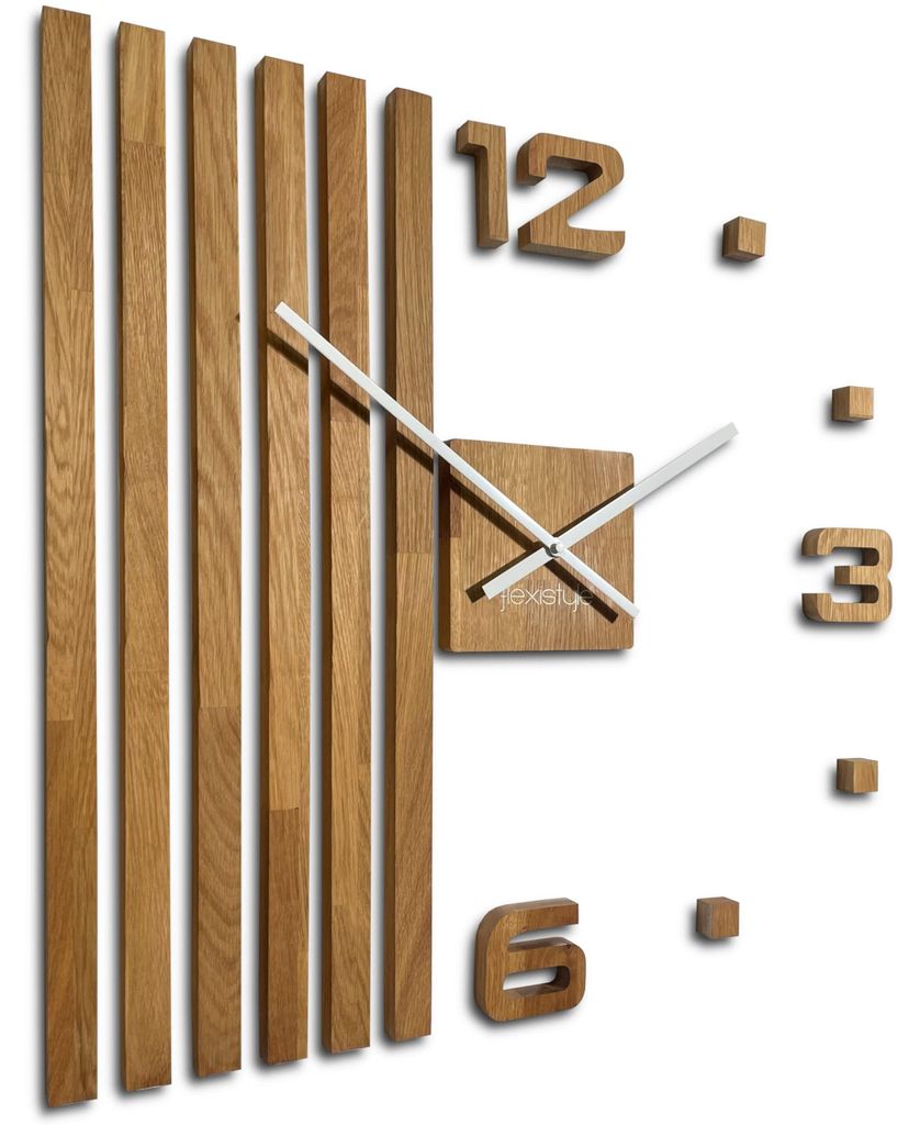 Orologio da parete in legno di quercia Lamelle 60 cm Immagine del prodotto 