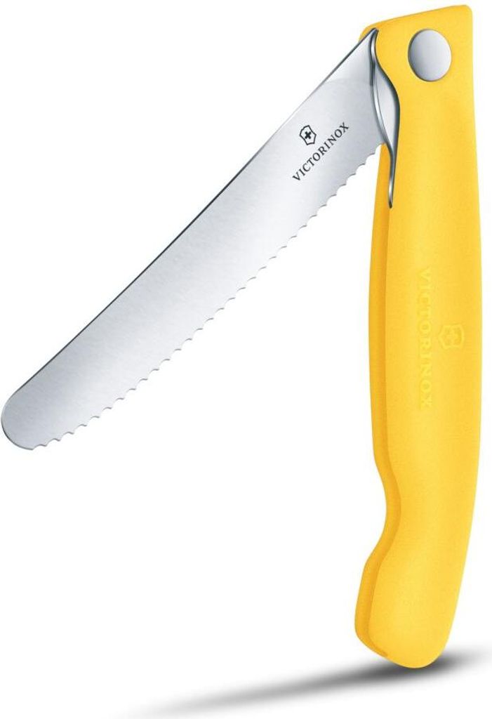 Swiss Classic, Picknick Messer, 11cm, Wellen, gelb, Box