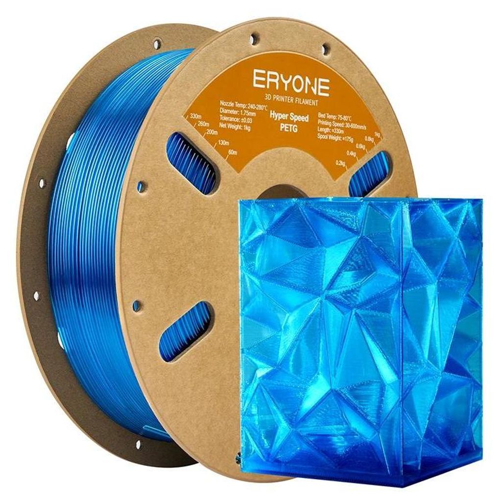 PETG 3D Drucker Filament für FDM - Hyper Speed - Durchmesser 1,75 mm - Hochgeschwindigkeit 30–500 mm/s - Toleranz ±0,03 mm - 1 kg Spule - Trans...