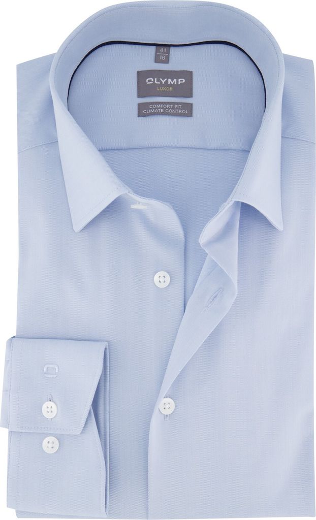 Olymp Baumwollhemd hellblau einfarbig weiter Schnitt